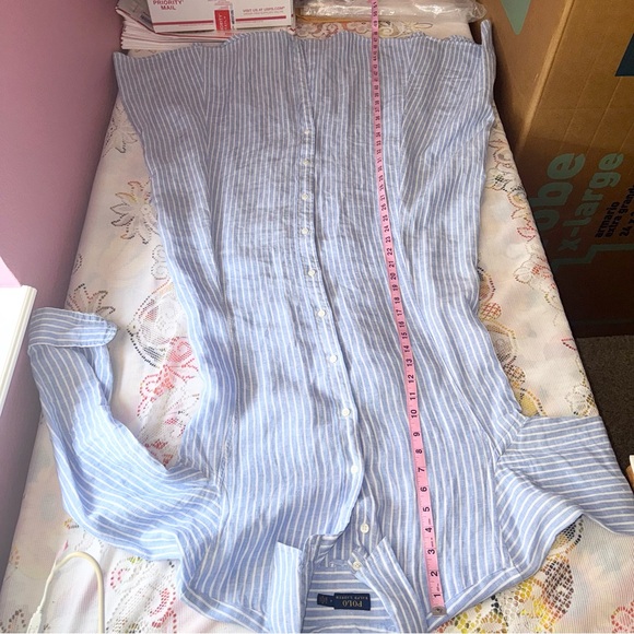 Polo by Ralph Lauren Blue Striped Long Sleeve Dress - Picture 14 of 16